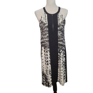 BCBG MaxAzria Ava Black / White Combo Print Dress Front Zip Small
